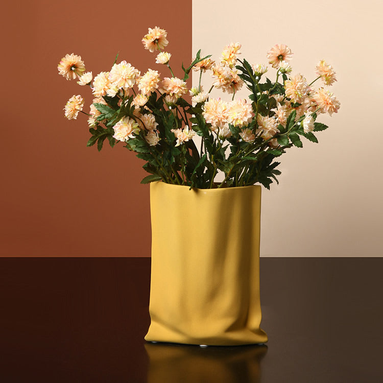 Minimalist Modern Pleated Ceramic Flower Vase