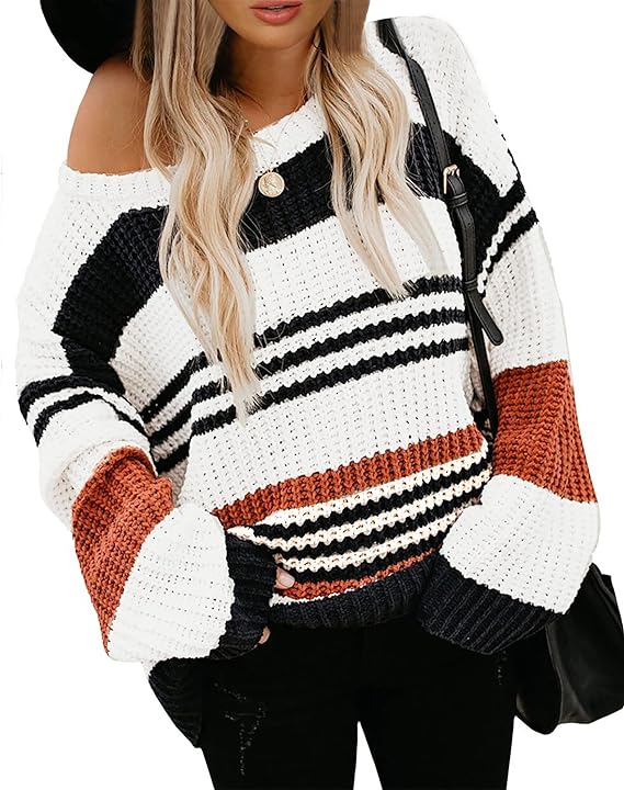 2023 Women's Striped Color Block Sweater