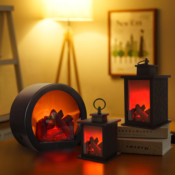 LED Fireplace Lantern Simulation Flame for Home Decor