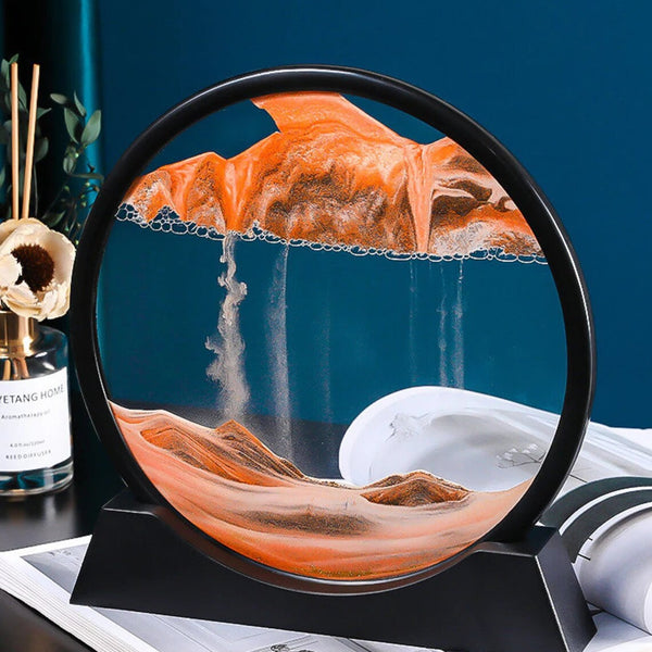 3D Moving Sand Art Picture Round Glass for Home Decoration